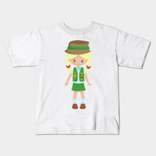 Girl Scout, Cute Girl, Little Girl, Blonde Hair Kids T-Shirt